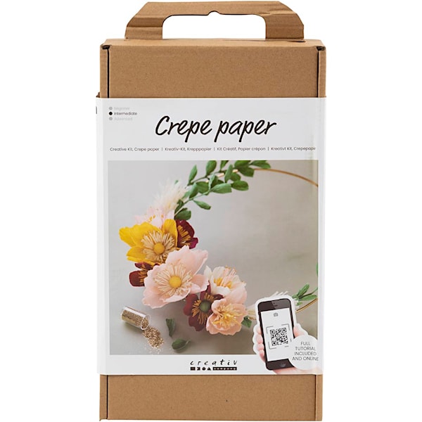 DIY Kit Kreppapir, Krans, Strekk-/krep: 180%, 1 pk.