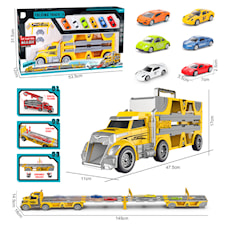 Lastbil Die-Cast 50 cm med 6 Bilar Suntoy