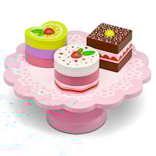 Kakfat med bakelser, trä, Micki