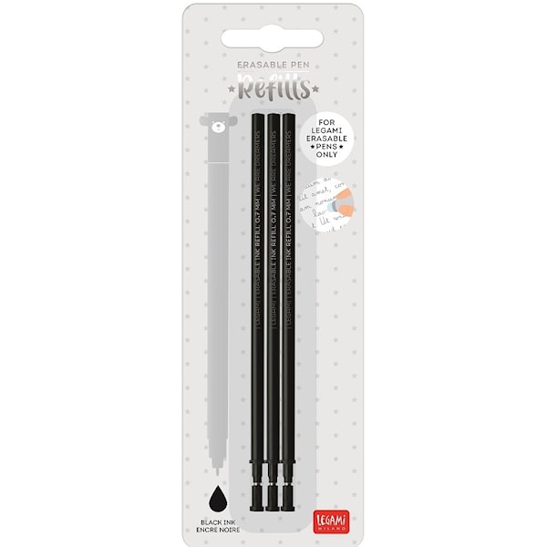 Refill Legami viskbar gel penn 3pk 0.7 sort
