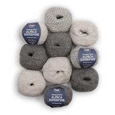 Adlibris Alpaca Superfine Garn 50g Natural alpaca grey 10-pack