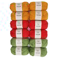 Adlibris Cotton Garn 100g Glad Bestemorsruter 12-pakk