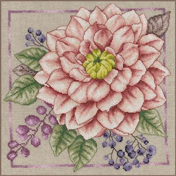 Broderisett Telte Korssting Blooming blush 33 x 33 cm LanArte