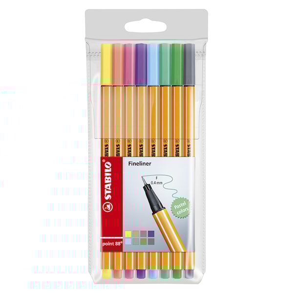 Ritpenna Fineliner Stabilo Point 88 Shades of Pastel Pastell 8-pack