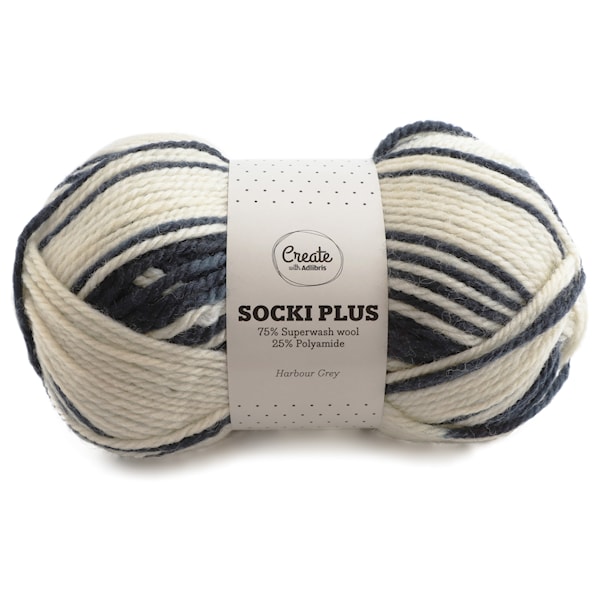 Adlibris Socki Plus Garn 100g Harbour Grey B037