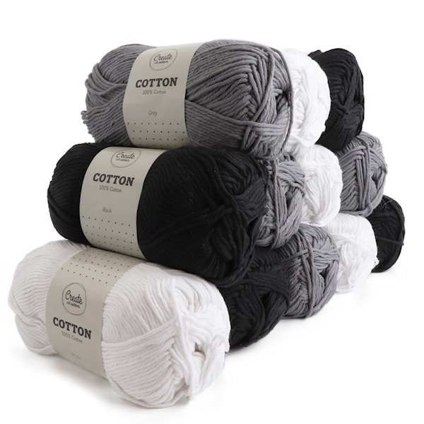 Lankapakkaus Adlibris Cotton lanka 100g Black & White 12 kpl