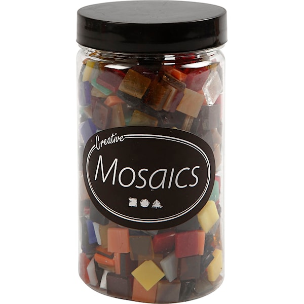 Glassmosaikk, str. 10x10 mm, tykkelse 3 mm, 454 g/ 1 pk.