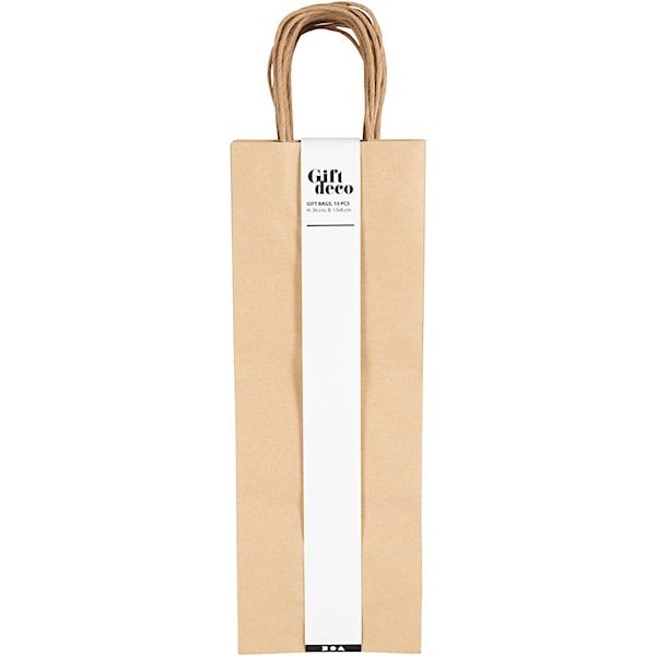 Papirpose, H: 36 cm, B: 13x8 cm, 125 g, brun, 10 stk./ 1 pk.
