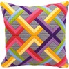 Kirjontapakkaus, pitkäpisto - Tyynynpäällinen Colorful Diagonals Ongrey 40 x 40 cm Vervaco