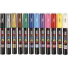 Posca Tusj, nr. PC-1M, strek 0,7 mm, ass. farger, 12 stk./ 1 pk.