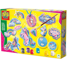 Pysselset Gipsfigurer Enhörningar med glitter SES Creative