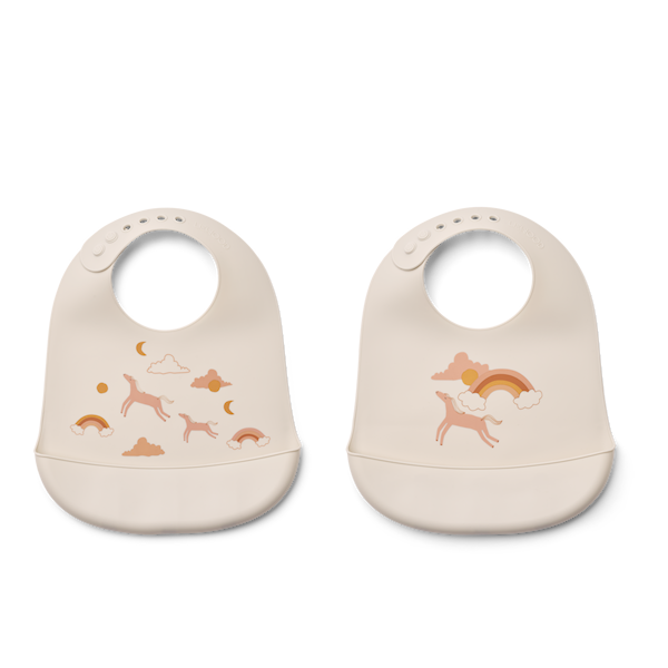 LIEWOOD Tilda Smekke med Trykk 2-Pack, Dream/Ecru -  Tåteflasker & Tilbehør  - Silikon