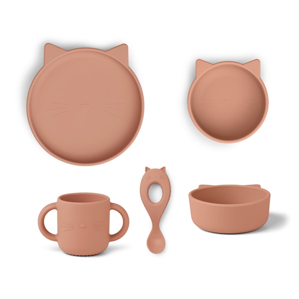LIEWOOD Vivi Cat Matsett Silikon, Dark Rose -  Tåteflasker & Tilbehør  - Silikon