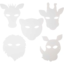 Djungelmasker, H: 22,5-25 cm, B: 20,5-22,5 cm, vit, 16st., 230 g
