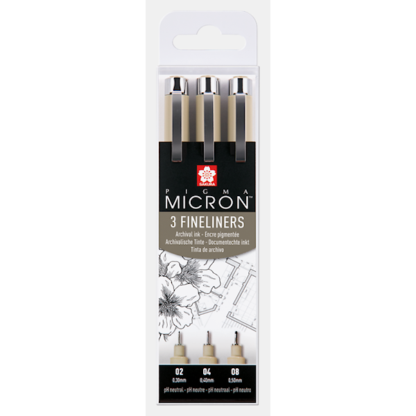 Sakura Pigma Micron Wallet 3 Fineliners Black