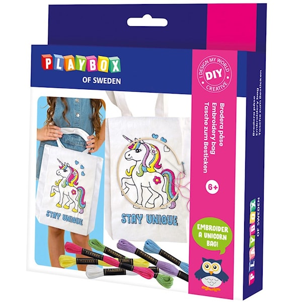 Håndverkssett Broderi på stoffpose Playbox