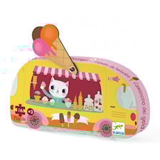 Pussel i Somrig Glassbilskartong 16 Bitar Motiv med Färgglada Pusselbitar Djeco