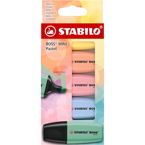 &Ouml;verstrykningspennor Mini Pastell 5 Pack STABILO BOSS