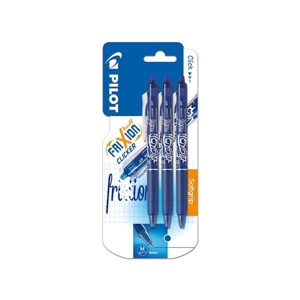 Pilot FriXion Ball Clicker 3-P - Rollerball med gelblekk - Blå - Medium spiss