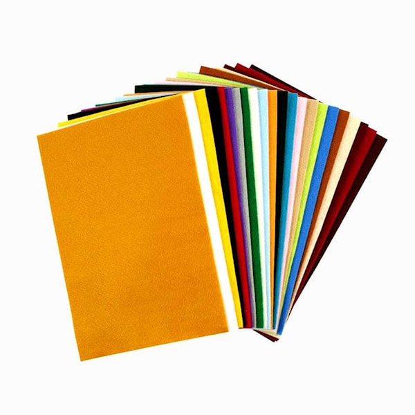 Hobbyfilt, ark 20x30 cm, tykkelse 1,5-2 mm, 180-200 g, ass. farger, 24 ass. ark/ 1 pk.