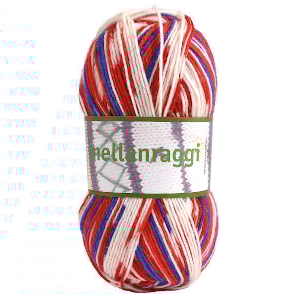 Mellanraggi Garn Ullmix 100g Norge Blå/Röd/Vit Print (28338)