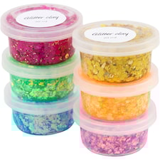 Glitter Clay, glade farger, 6x20 g/ 1 pk.