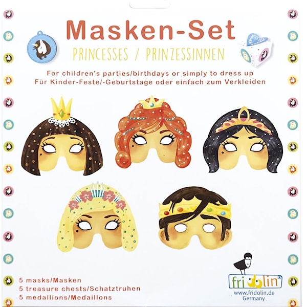 Ansiktsmasker og skattejakt Prinsesser 5-pakning Fridolin
