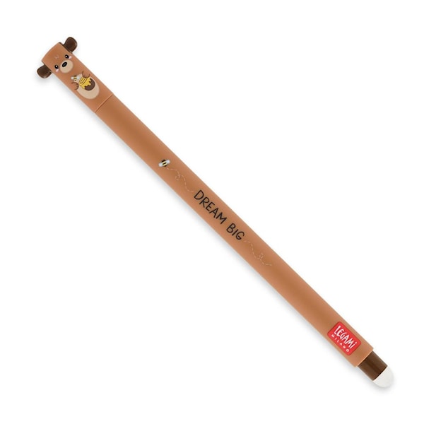 Erasable gel pen, Bear, rød, gelpenn med blekk som kan viskes ut