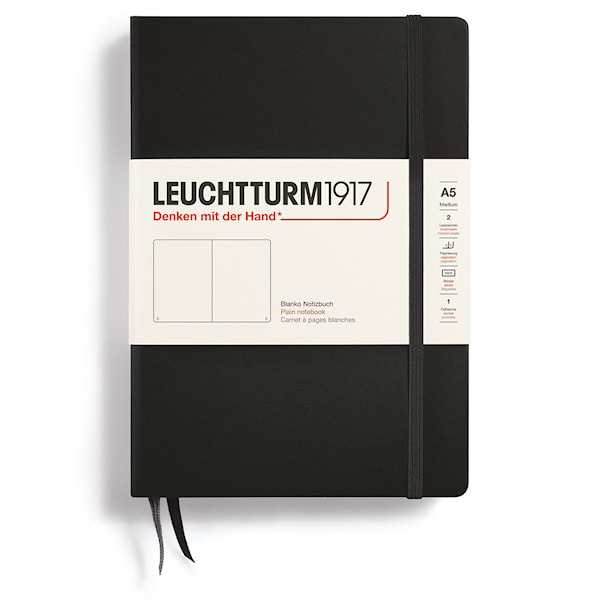 Notatbok A5 Hard Ulinjet Svart Leuchtturm1917