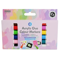 Akryylikynät Kaksipäinen 12 väriä 6-pakkaus Sense