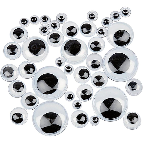 Bevegelige øyne, selvklebende, dia. 6-20 mm, 1100 ass./ 1 pk.