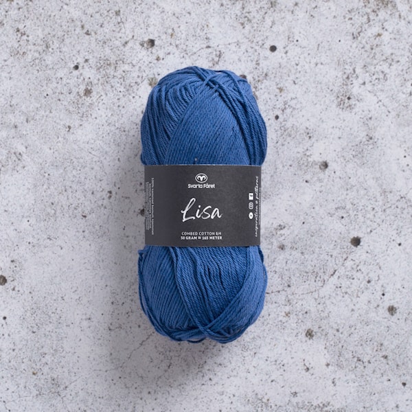 Lisa 8/4 Garn Bomull 50 g Deep Sea Blue 073 Svarta Fåret