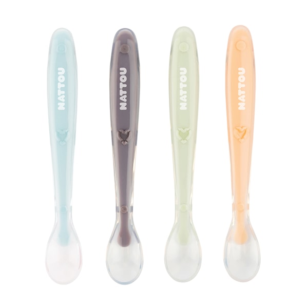 Nattou Soft Silicone Skje 4-pack -  Tåteflasker & Tilbehør  - Plast