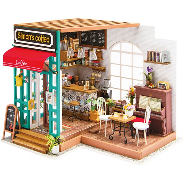 DIY Miniatyrrum Café, H: 19 cm, L: 22,6 cm, B: 19,4 cm