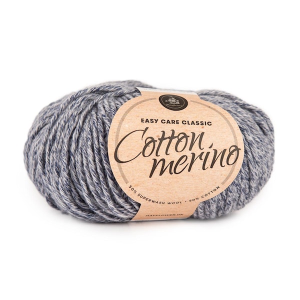 Merino Classic Melange Cotton Yarn 50 g Mayflower (jeans blue, purple &  green)| Adlibris