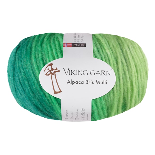 Alpaca Bris Multi Garn 100 g Grønn 332 Viking Garn