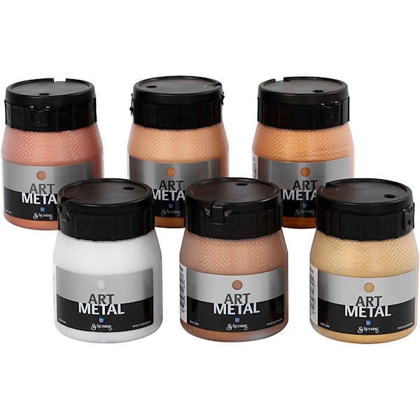 Hobbymaling Metallic, nr. 5102, 5104, 5106, 5108, 5109, 5110, metallic farger, 6x250 ml/ 1 pk.