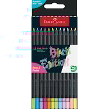 Färgpennor Black Edition Pastell + Neon 12-p Faber-Castell