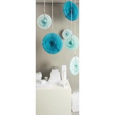 Honeycomb, Vifte, 3 stk., 40/30/25 cm, Aqua, Rico Design