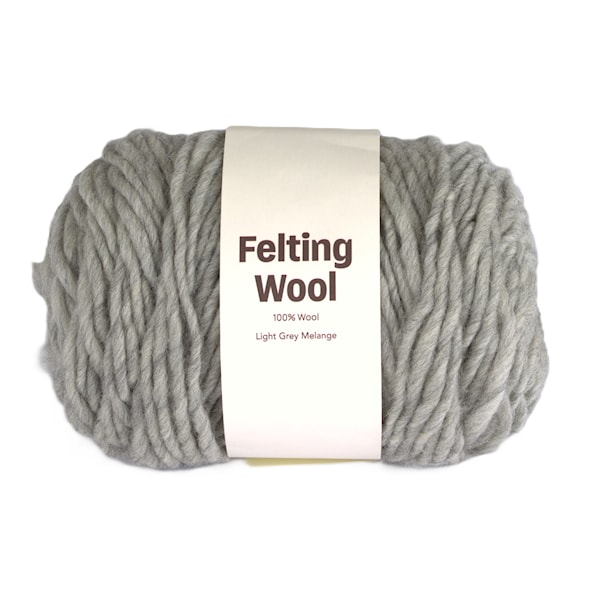 Felting Wool 100 g Light Grey Melange A113 Adlibris