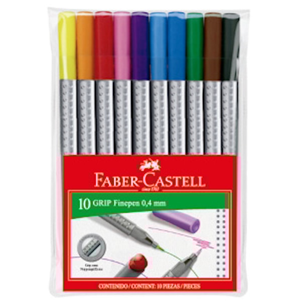 Faber-Castell Grip Finepen 0.4 mm 10 pakning