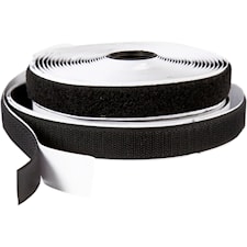 Kardborreband självhäftande svart 20 mm x 5 m