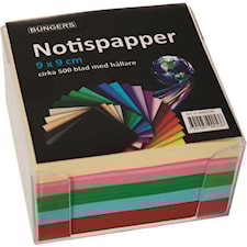 Notisboks med sortert papir 90x90 mm 500-pack Büngers