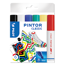 Pintor - Set Regular Mix -x6- Medium - Musta Sininen Punainen Vihreä Valkoinen Pilot
