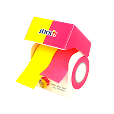 Notisrulle Extra Sticky FSC 2x25mmx10m Neon Gul/Rosa