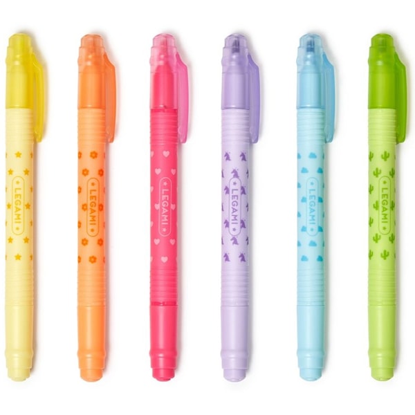 Magic Highlighters, sett med 6 markeringstusjer som kan viskes ut