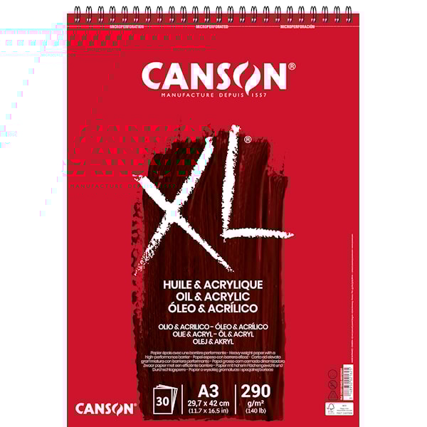 Olje/Akrylblokk A3 30 ark 290g Canson XL