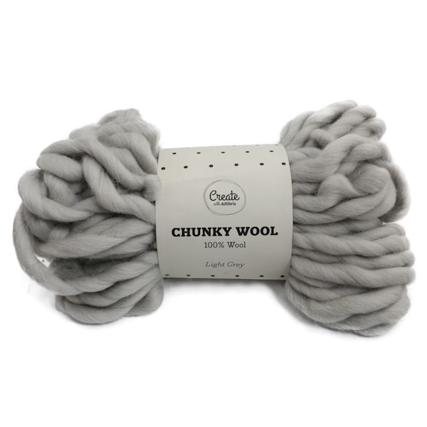 Adlibris Chunky Wool Garn Light Grey 200g A135