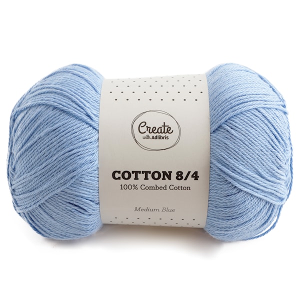 Adlibris Cotton 8/4 Garn 100g Medium Blue A089