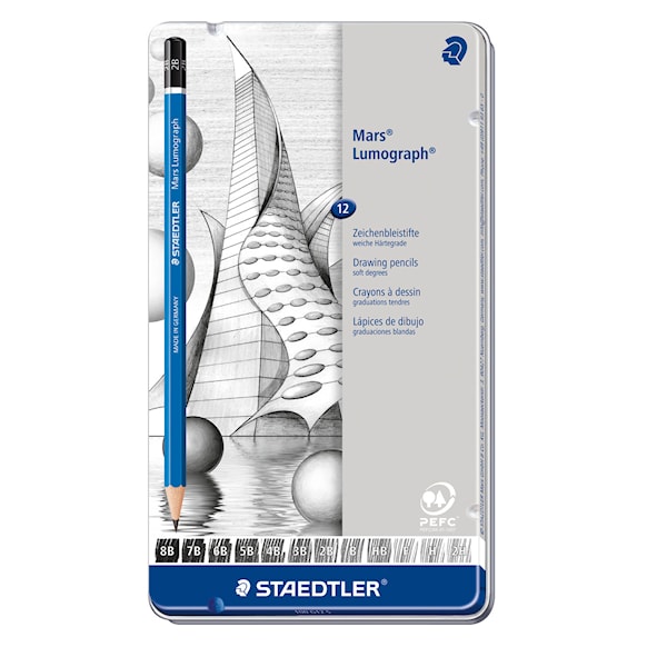 Tegneblyanter, STAEDTLER Mars Lumograph, 12-pack, Premium